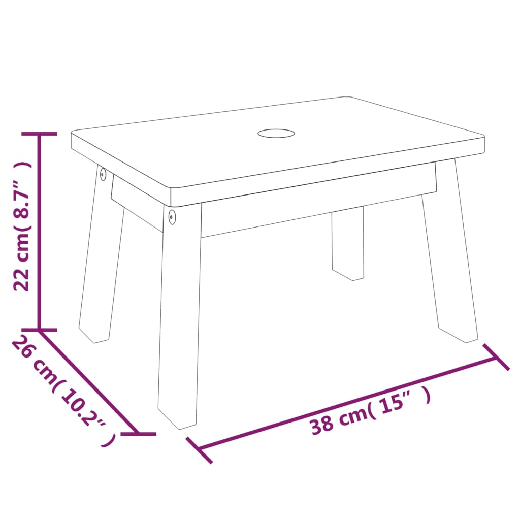 Sgabello 38x26x22 cm in Legno Massello di Acacia | homemem39