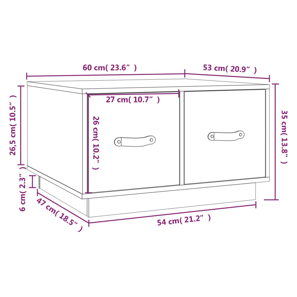 Tavolino da Salotto Grigio 60x53x35cm in Legno Massello di Pino | homemem39