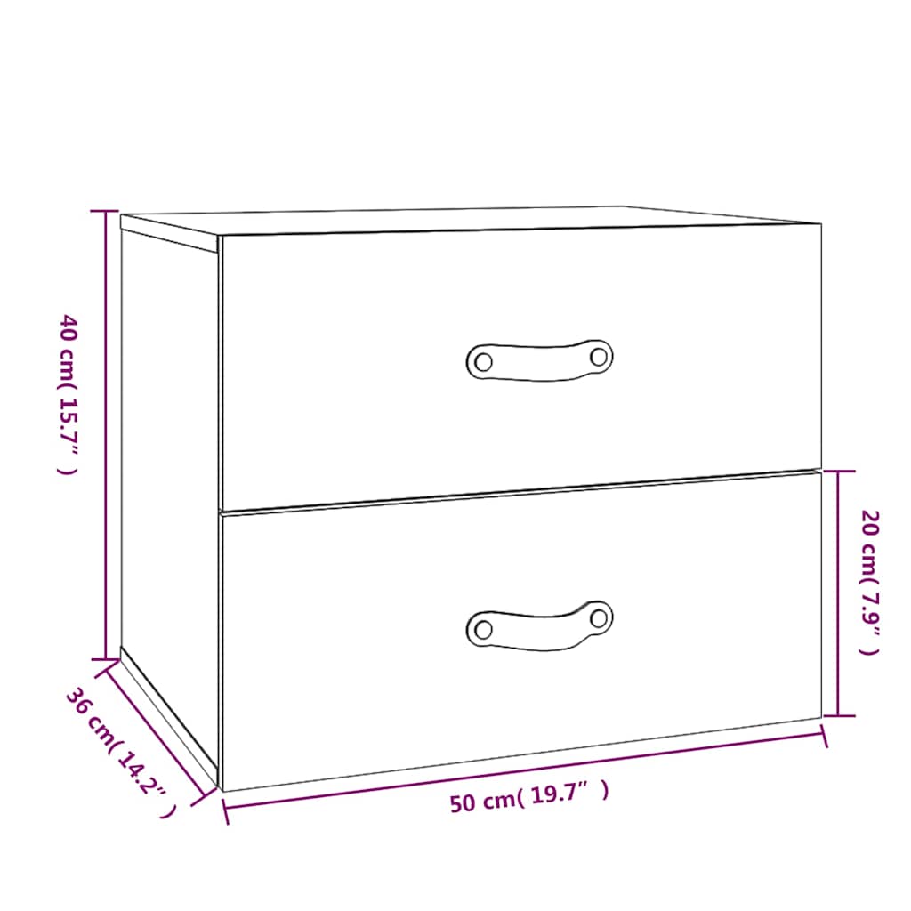 Comodini a Muro 2 pz 50x36x40 cm | homemem39