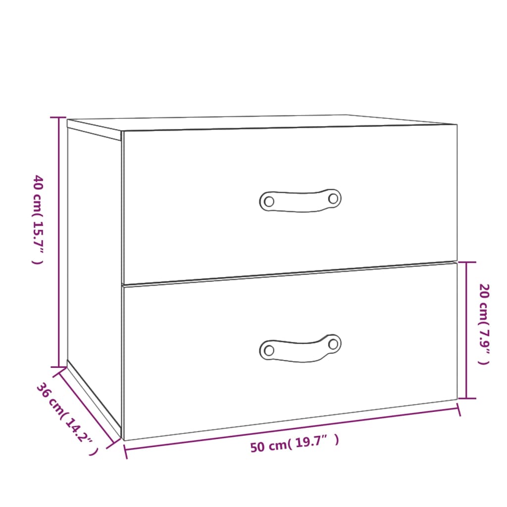 Comodini a Muro 2 pz Nero 50x36x40 cm | homemem39
