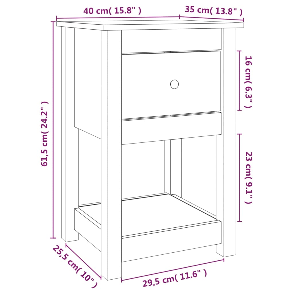 Comodini 2 pz 40x35x61,5 cm in Legno Massello di Pino | homemem39