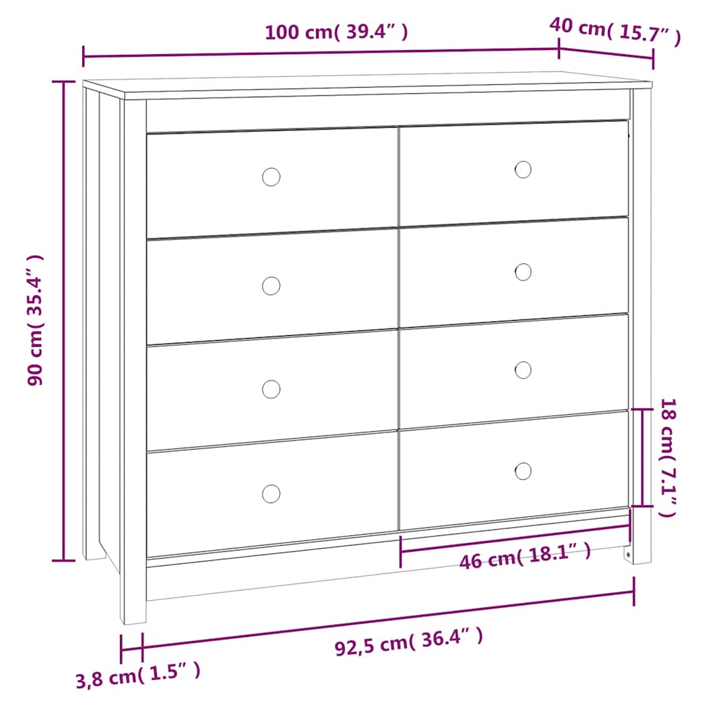 Armadietto Grigio 100x40x90 cm in Legno Massello di Pino | homemem39