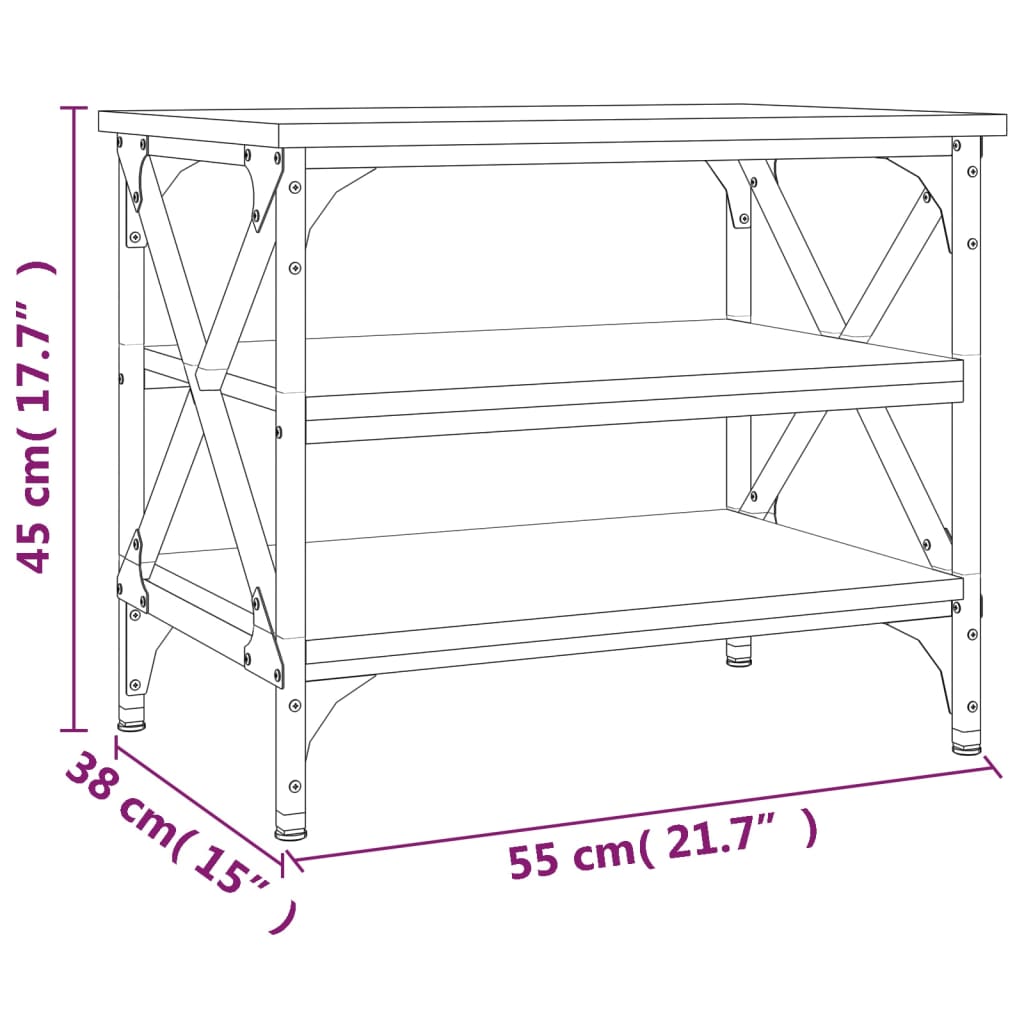 Tavolino Grigio Sonoma 55x38x45 cm in Legno Multistrato