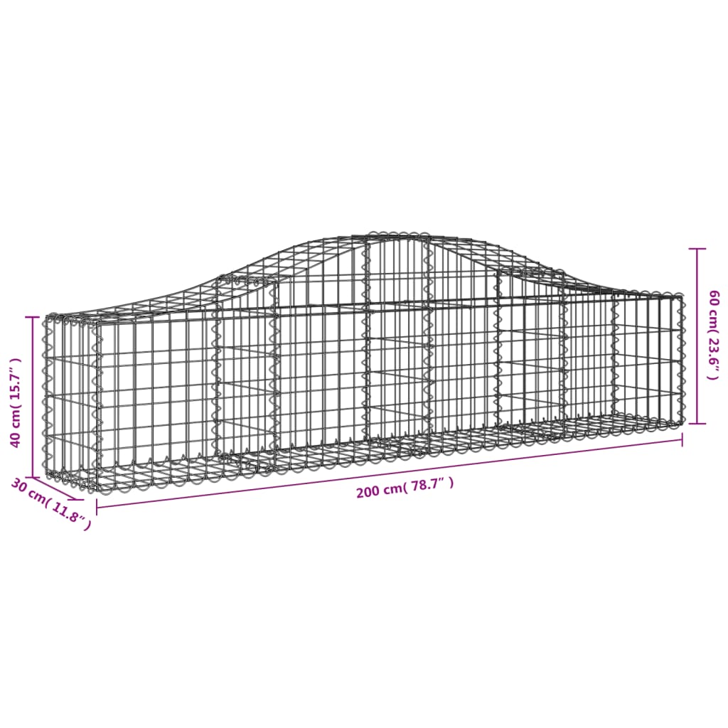 Cesti Gabbioni ad Arco 14 pz 200x30x40/60 cm Ferro Zincato | homemem39