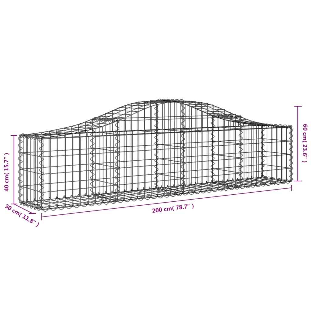 Cesti Gabbioni ad Arco 18 pz 200x30x40/60 cm Ferro Zincato | homemem39