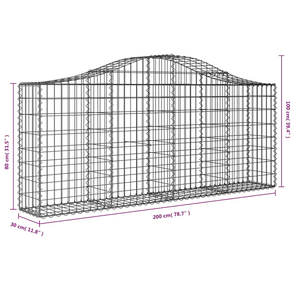 Cesti Gabbioni ad Arco 8 pz 200x30x80/100 cm Ferro Zincato | homemem39