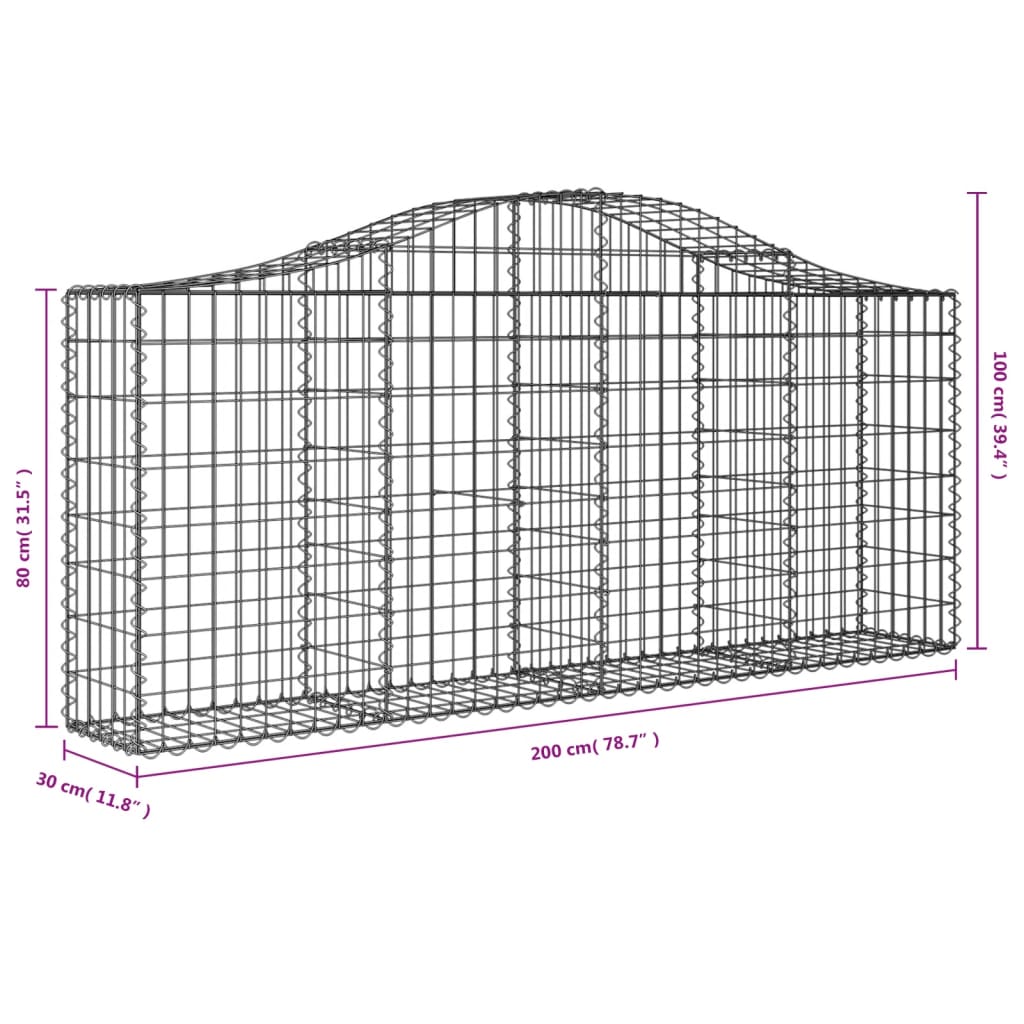 Cesti Gabbioni ad Arco 12 pz 200x30x80/100 cm Ferro Zincato | homemem39