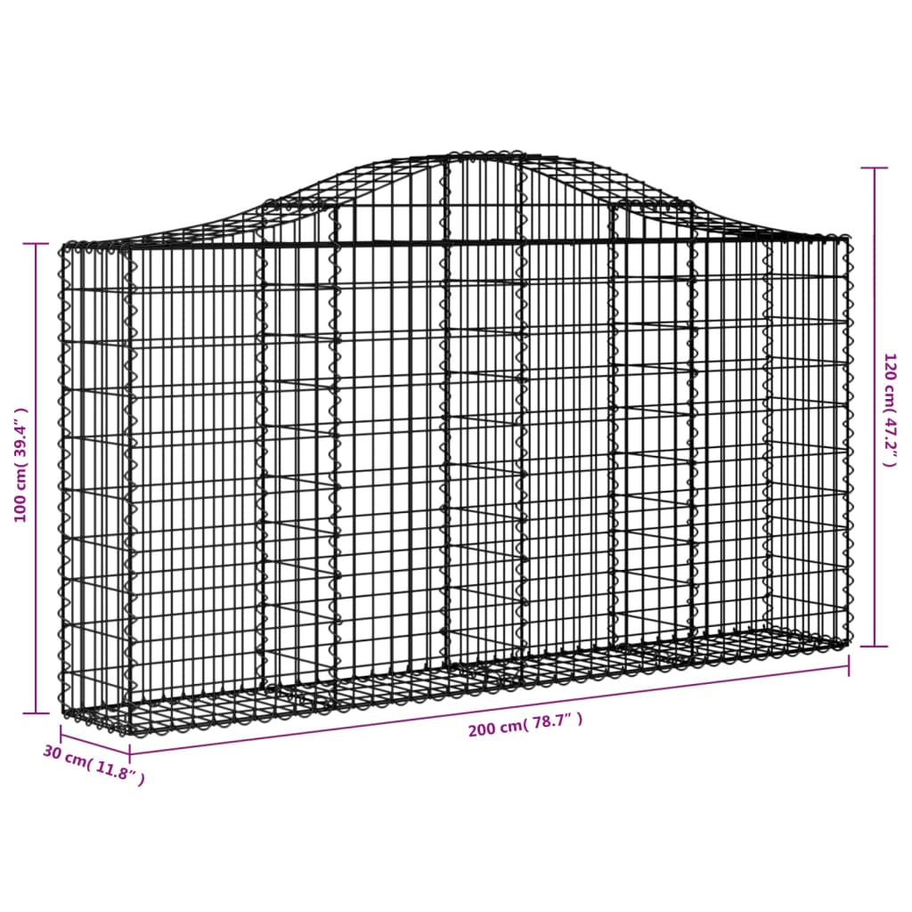 Cesti Gabbioni ad Arco 5 pz 200x30x100/120 cm Ferro Zincato | homemem39