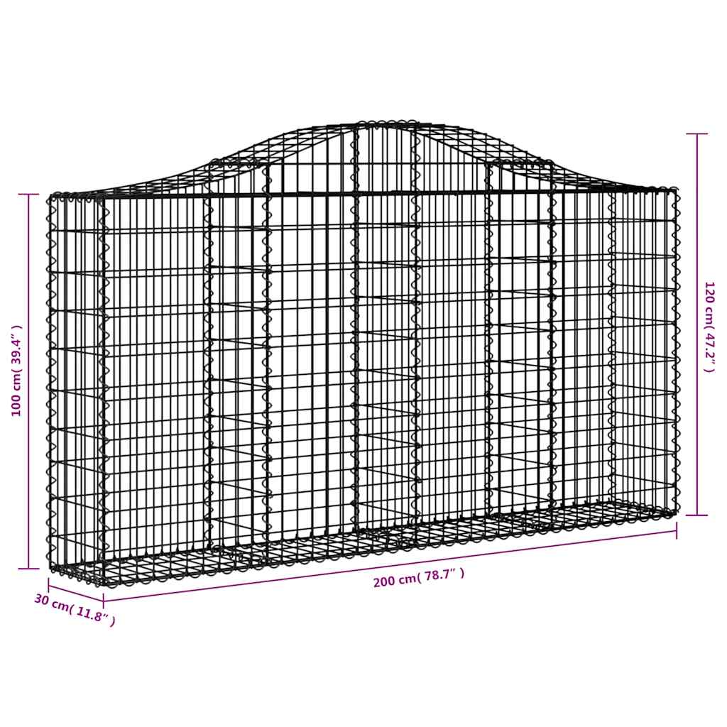 Cesti Gabbioni ad Arco 13 pz 200x30x100/120 cm Ferro Zincato | homemem39