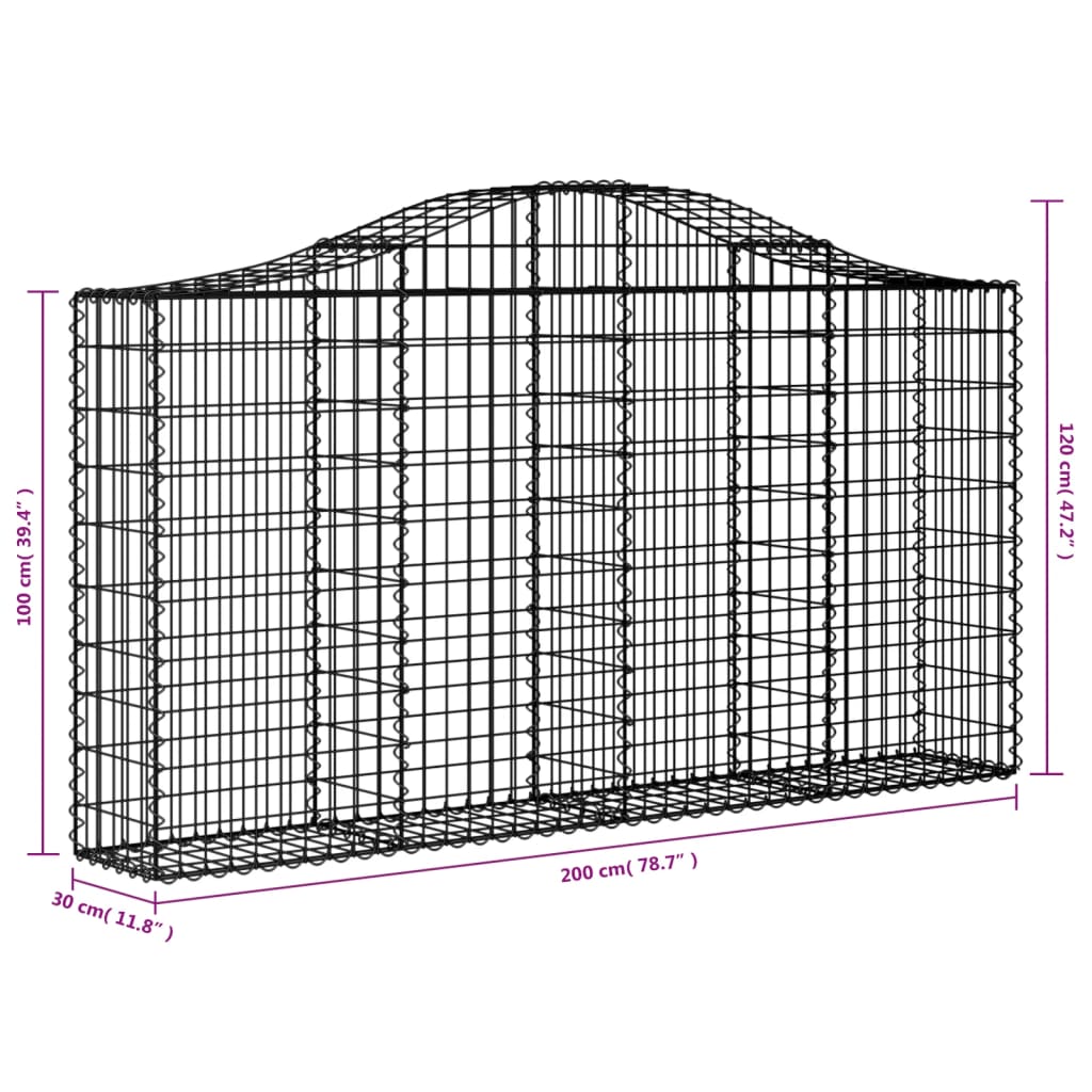 Cesti Gabbioni ad Arco 20 pz 200x30x100/120 cm Ferro Zincato | homemem39