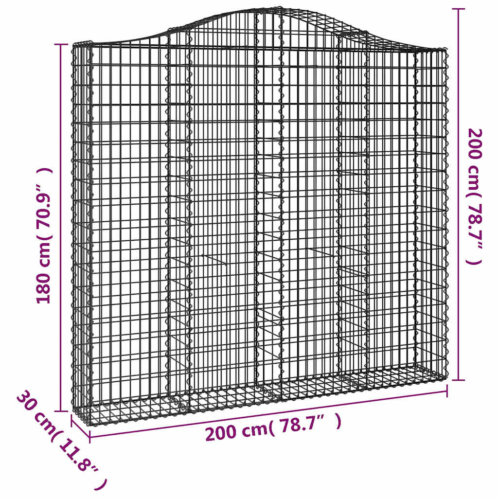 Cesti Gabbioni ad Arco 3 pz 200x30x180/200 cm Ferro Zincato | homemem39