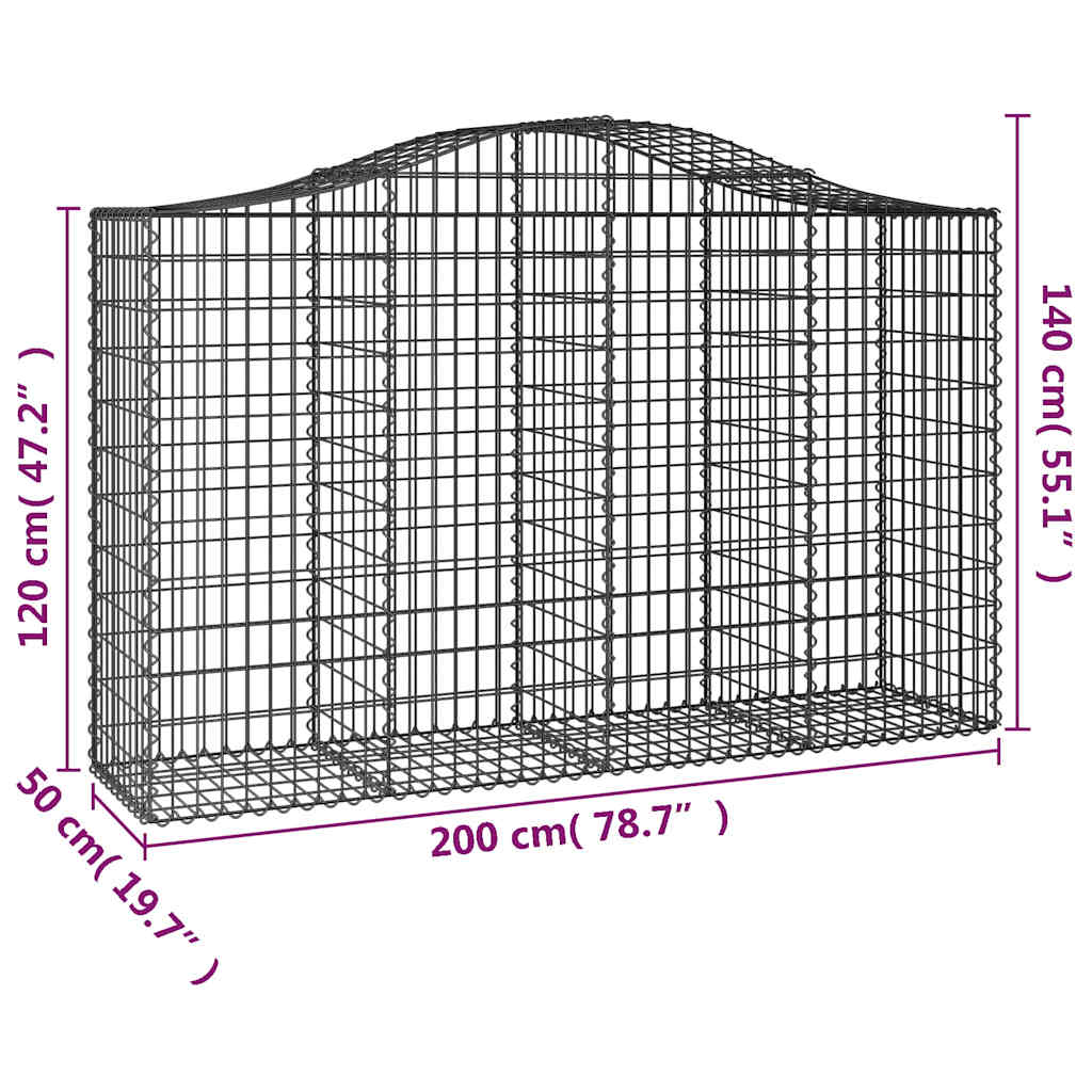 Cesti Gabbioni ad Arco 5 pz 200x50x120/140 cm Ferro Zincato | homemem39