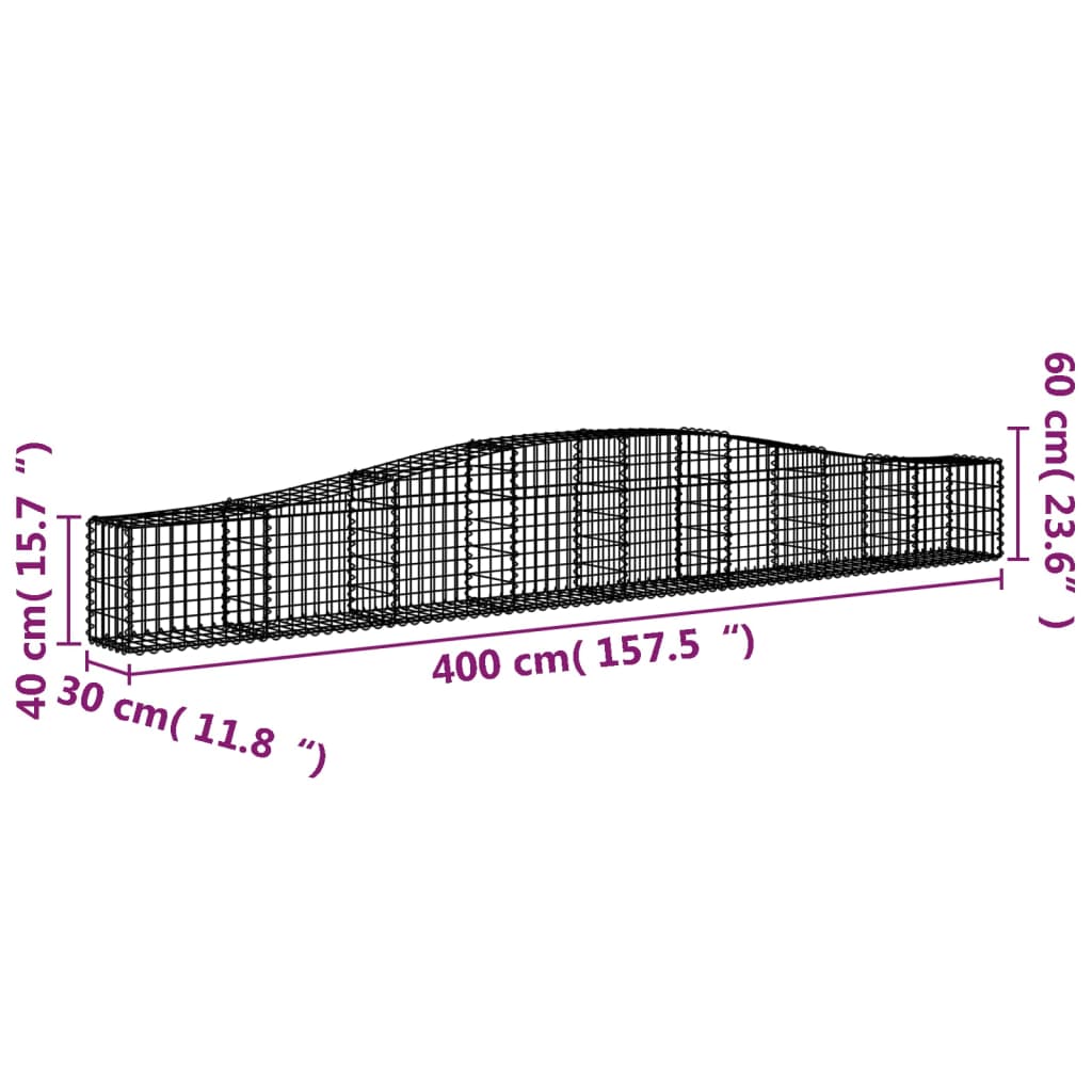 Cesti Gabbioni ad Arco 6 pz 400x30x40/60 cm Ferro Zincato | homemem39
