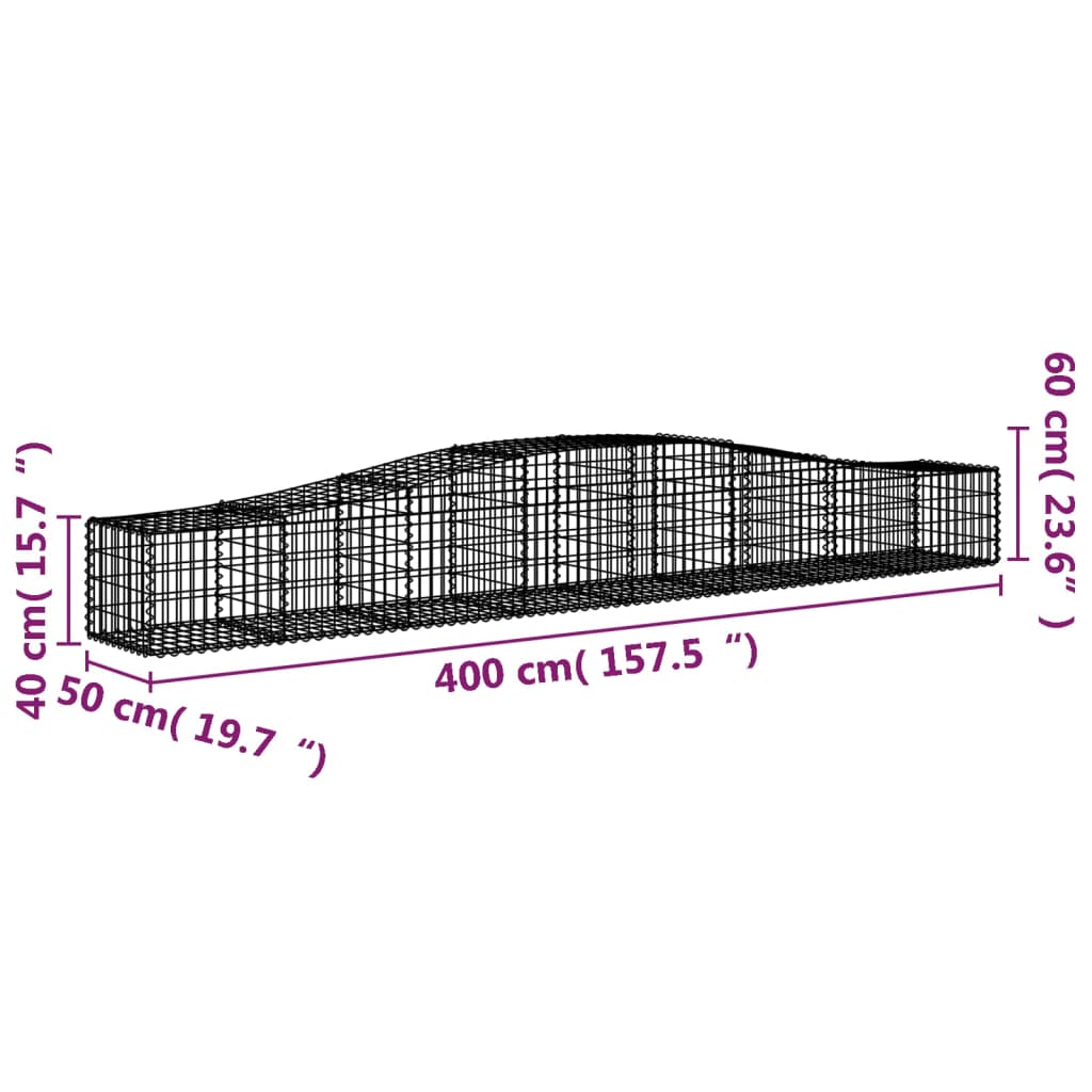 Cesti Gabbioni ad Arco 5 pz 400x50x40/60 cm Ferro Zincato | homemem39