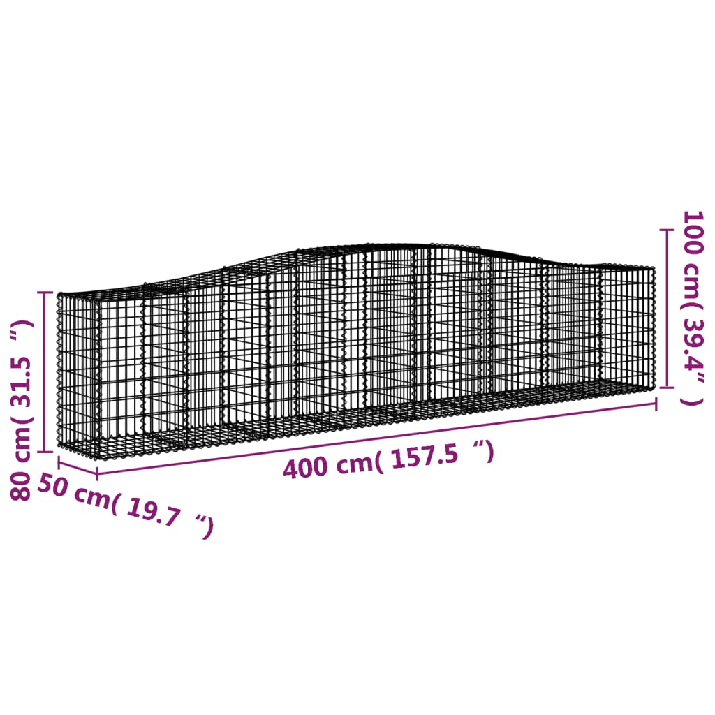 Cesti Gabbioni ad Arco 3 pz 400x50x80/100 cm Ferro Zincato | homemem39