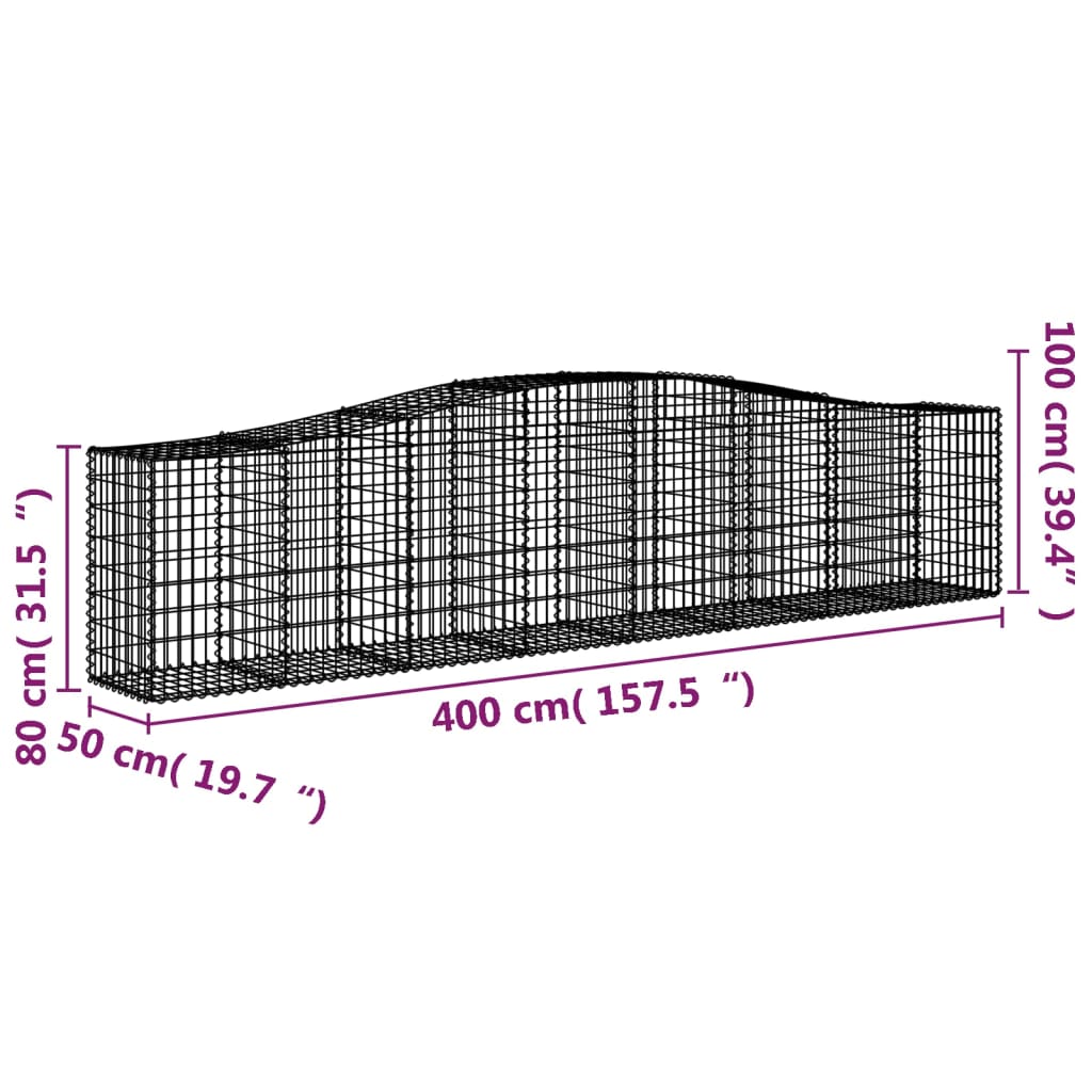 Cesti Gabbioni ad Arco 7 pz 400x50x80/100 cm Ferro Zincato | homemem39