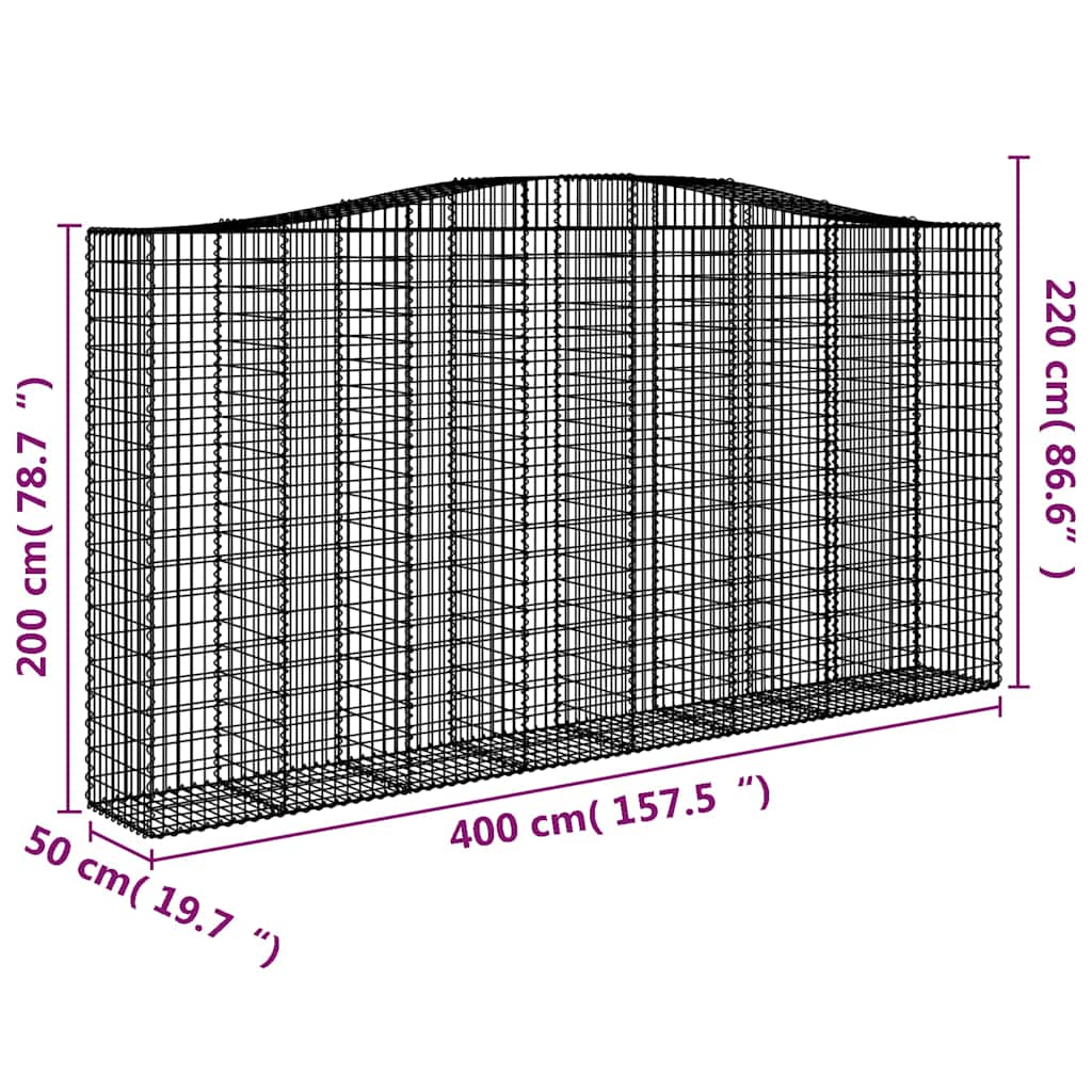 Cesti Gabbioni ad Arco 9 pz 400x50x200/220 cm Ferro Zincato | homemem39