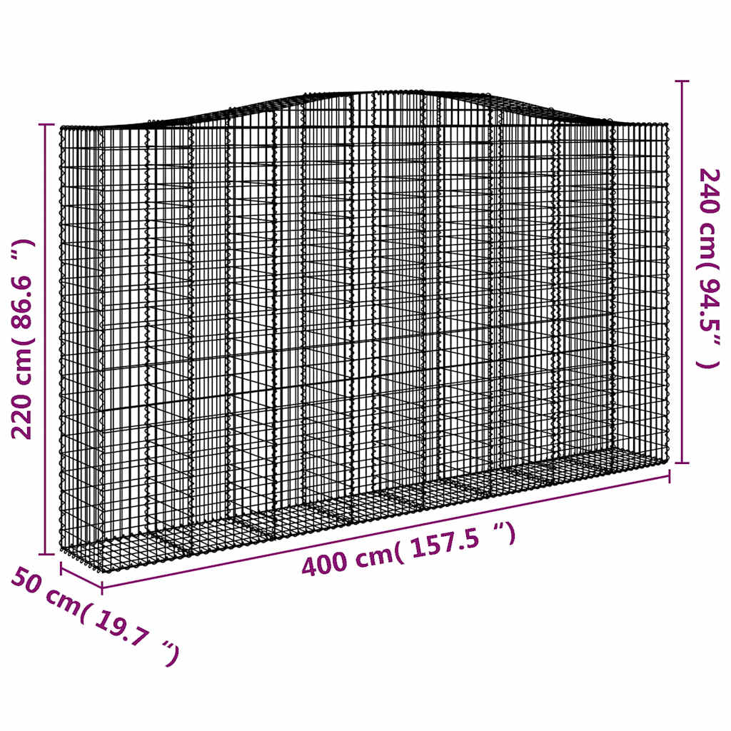 Cesti Gabbioni ad Arco 6 pz 400x50x220/240 cm Ferro Zincato | homemem39