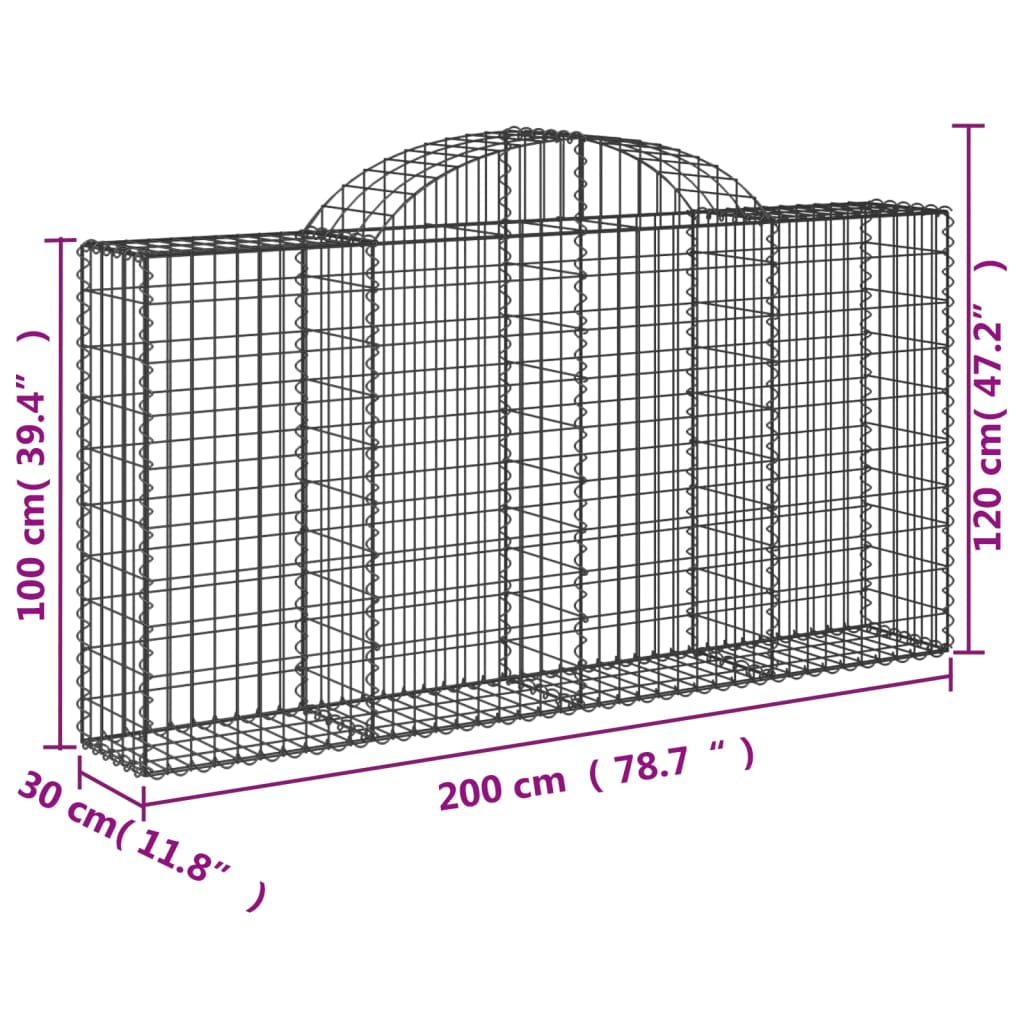 Cesti Gabbioni ad Arco 20 pz 200x30x100/120 cm Ferro Zincato | homemem39