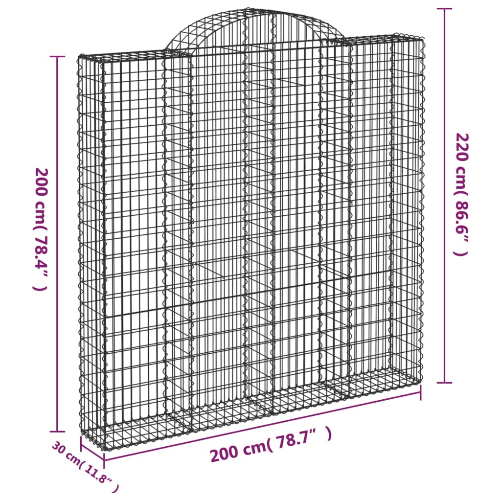 Cesti Gabbioni ad Arco 7 pz 200x30x200/220 cm Ferro Zincato | homemem39
