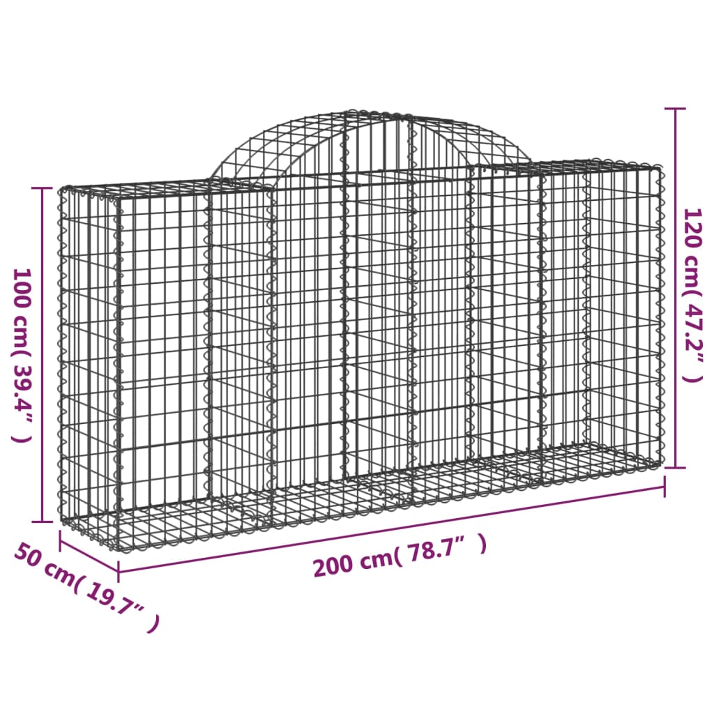Cesti Gabbioni ad Arco 8 pz 200x50x100/120 cm Ferro Zincato | homemem39