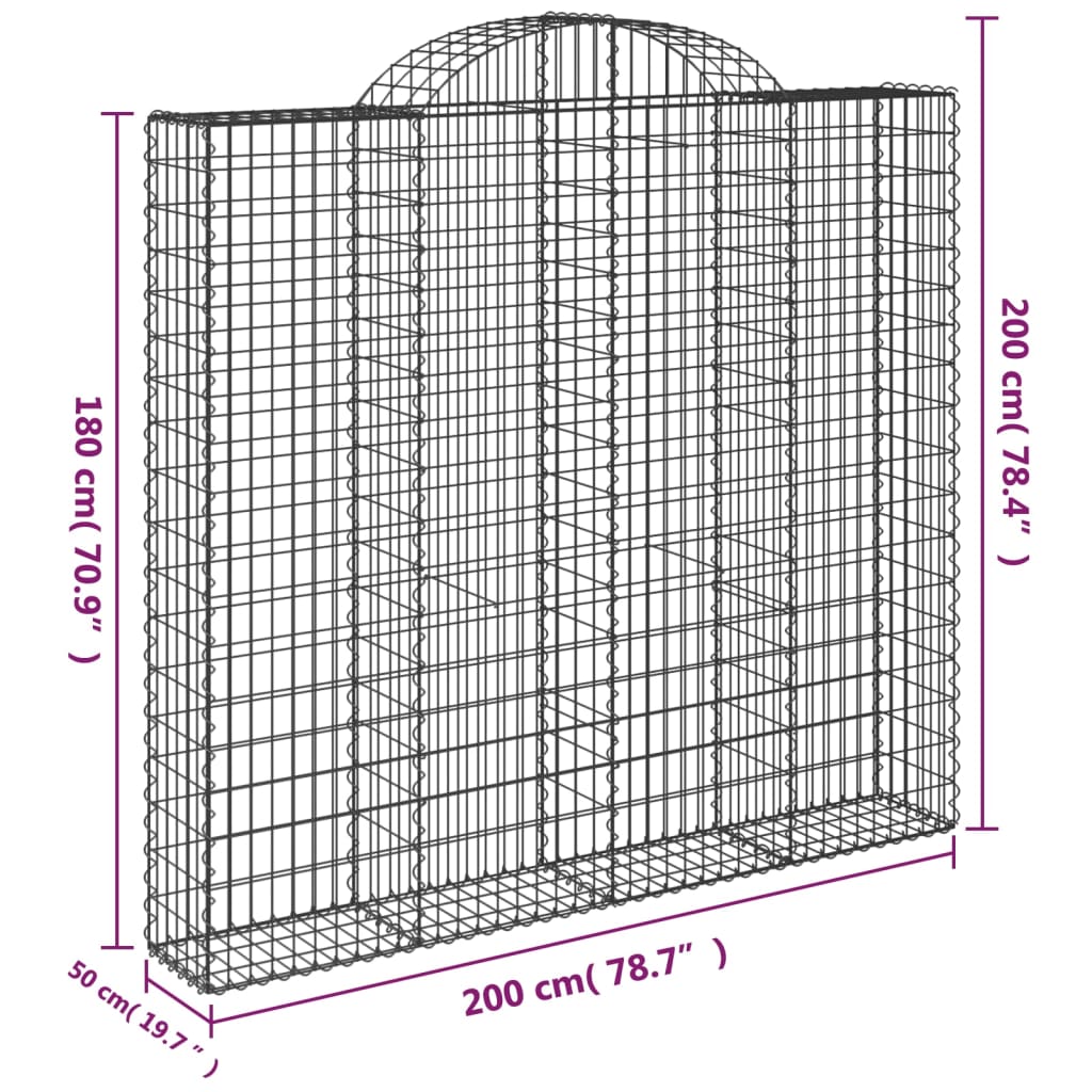 Cesti Gabbioni ad Arco 2 pz 200x50x180/200 cm Ferro Zincato | homemem39