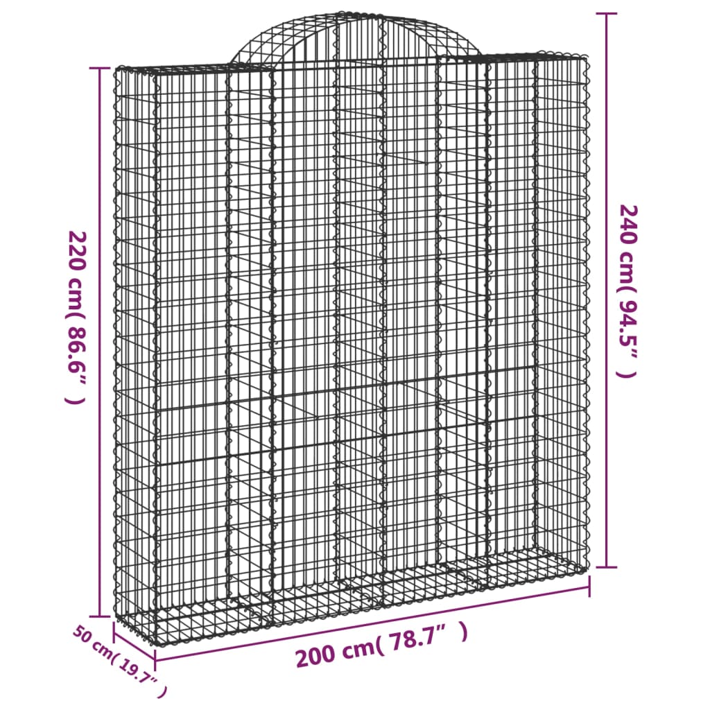 Cesti Gabbioni ad Arco 15 pz 200x50x220/240 cm Ferro Zincato | homemem39