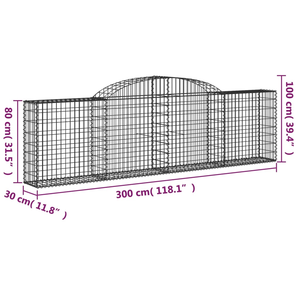 Cesti Gabbioni ad Arco 11 pz 300x30x80/100 cm Ferro Zincato | homemem39