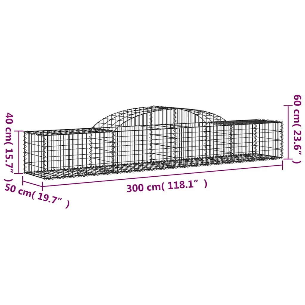 Cesti Gabbioni ad Arco 30 pz 300x50x40/60 cm Ferro Zincato | homemem39