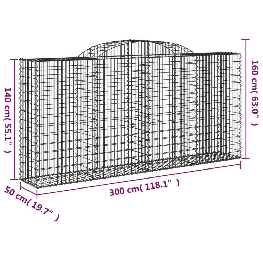 Cesti Gabbioni ad Arco 20 pz 300x50x140/160 cm Ferro Zincato | homemem39