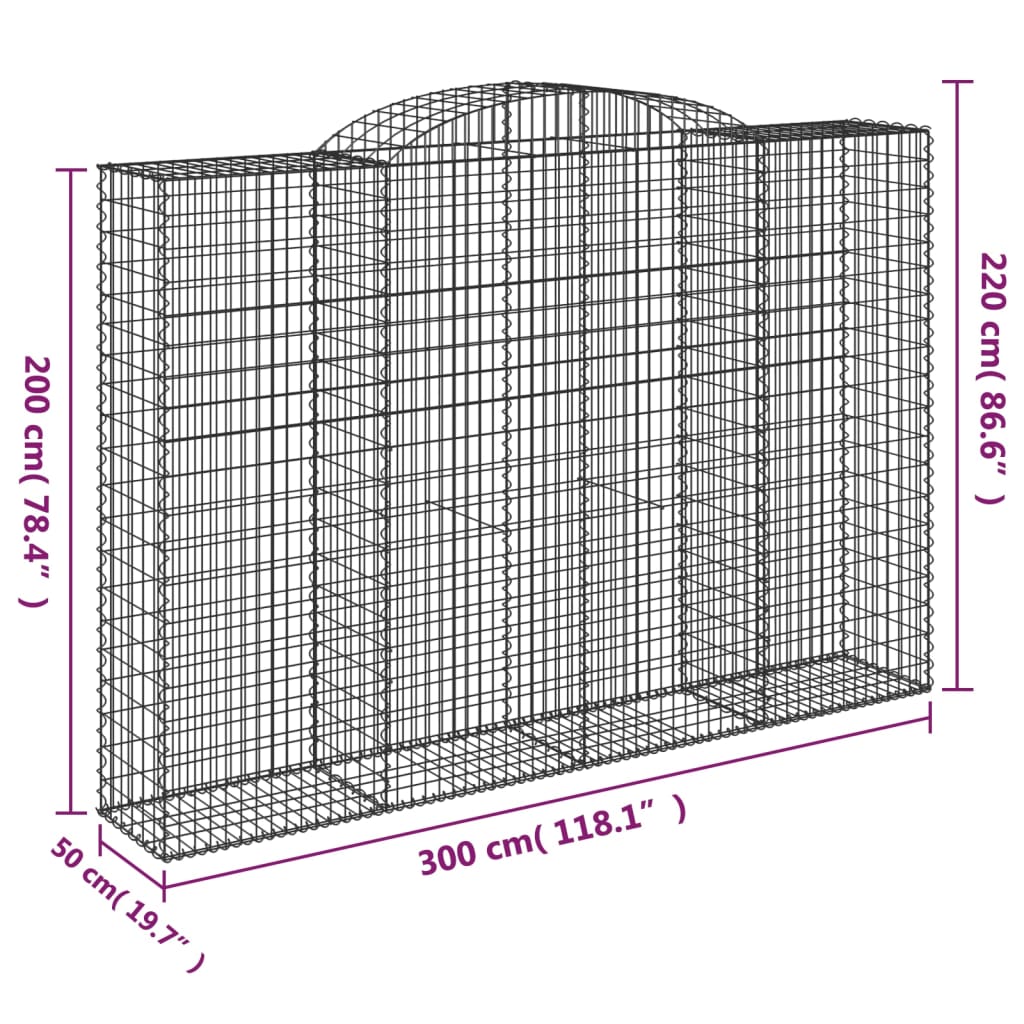 Cesti Gabbioni ad Arco 2 pz 300x50x200/220 cm Ferro Zincato | homemem39