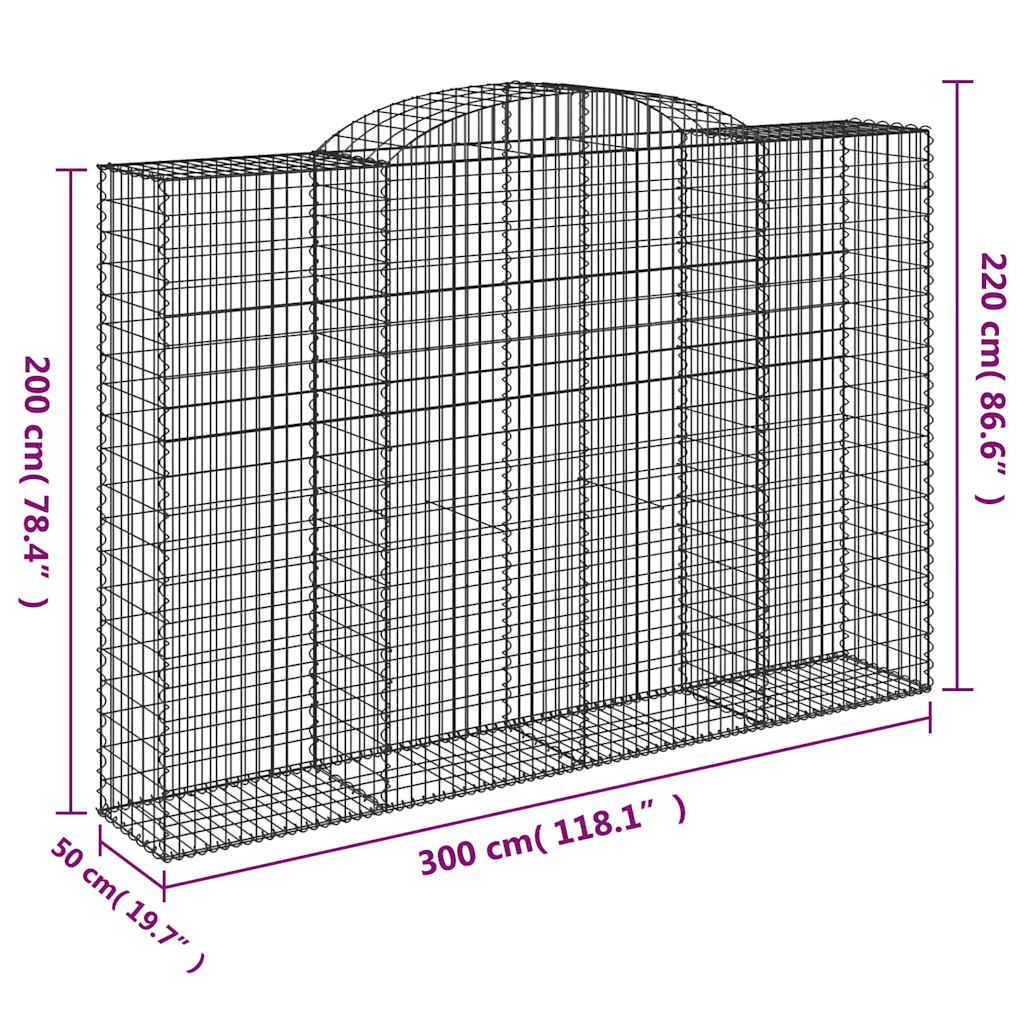 Cesti Gabbioni ad Arco 12 pz 300x50x200/220 cm Ferro Zincato | homemem39