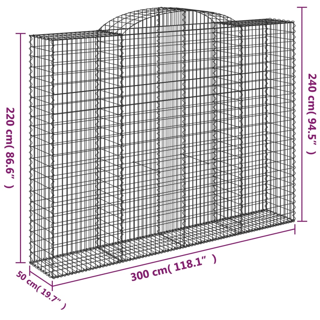 Cesti Gabbioni ad Arco 2 pz 200x50x220/240 cm Ferro Zincato | homemem39
