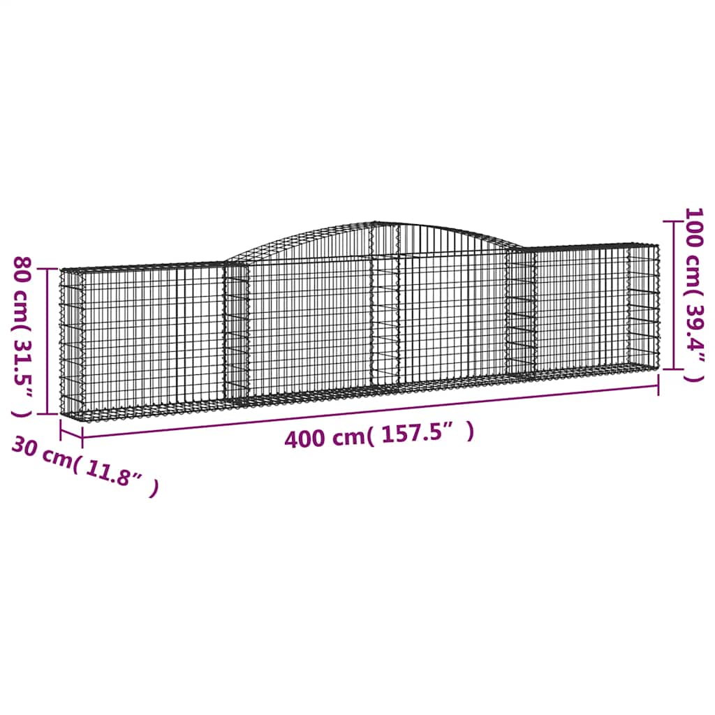 Cesti Gabbioni ad Arco 6 pz 400x30x80/100 cm Ferro Zincato | homemem39
