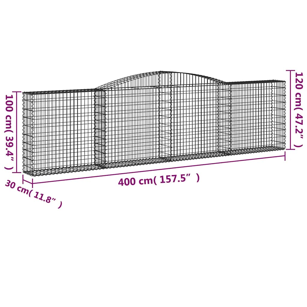 Cesti Gabbioni ad Arco 8 pz 400x30x100/120 cm Ferro Zincato | homemem39