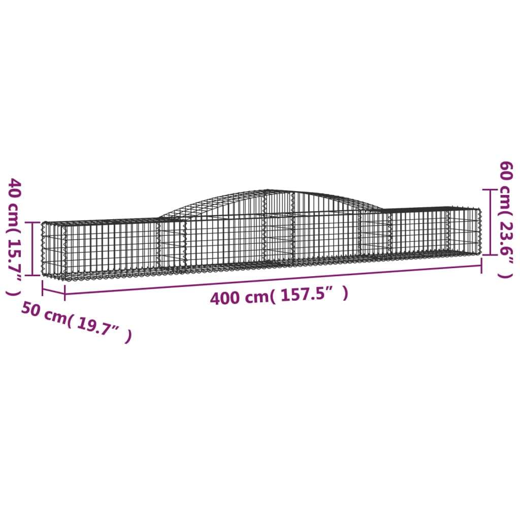 Cesti Gabbioni ad Arco 7 pz 400x50x40/60 cm Ferro Zincato | homemem39