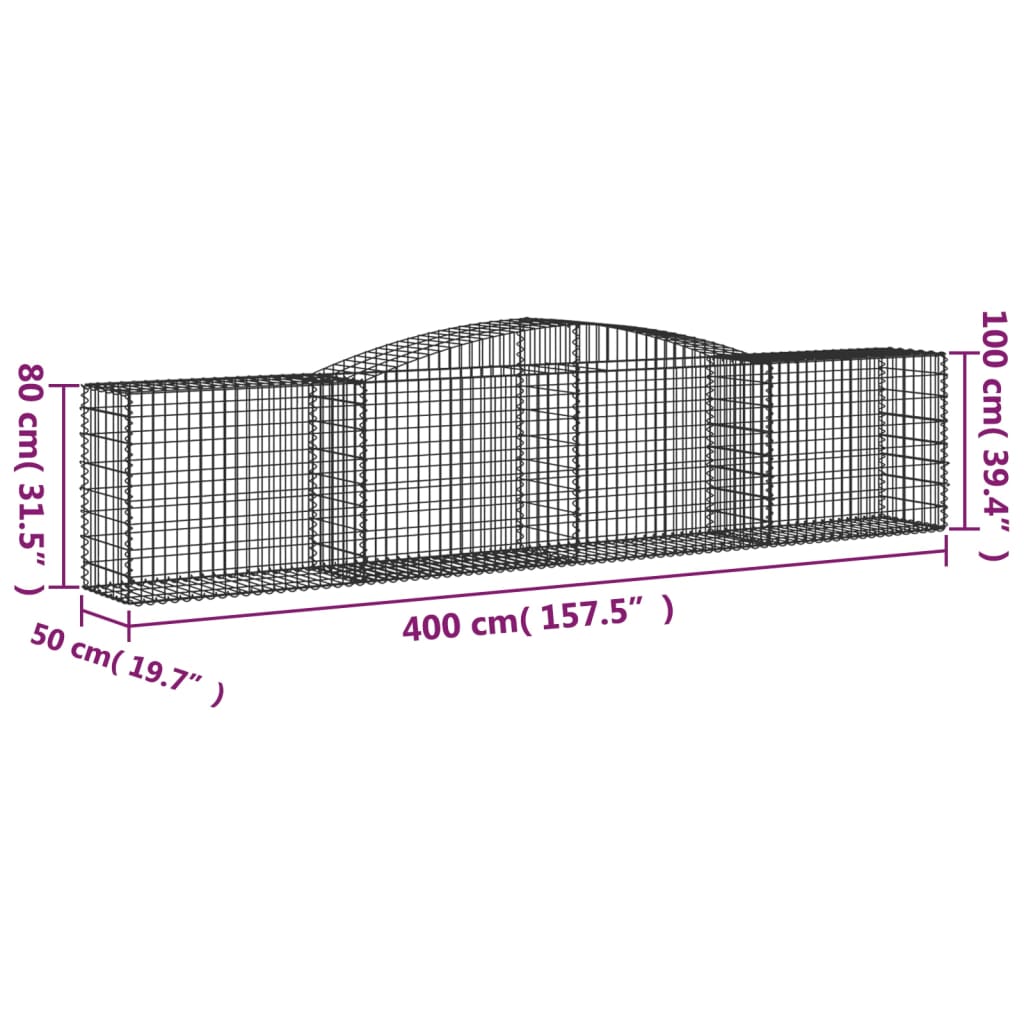 Cesti Gabbioni ad Arco 6 pz 400x50x80/100 cm Ferro Zincato | homemem39