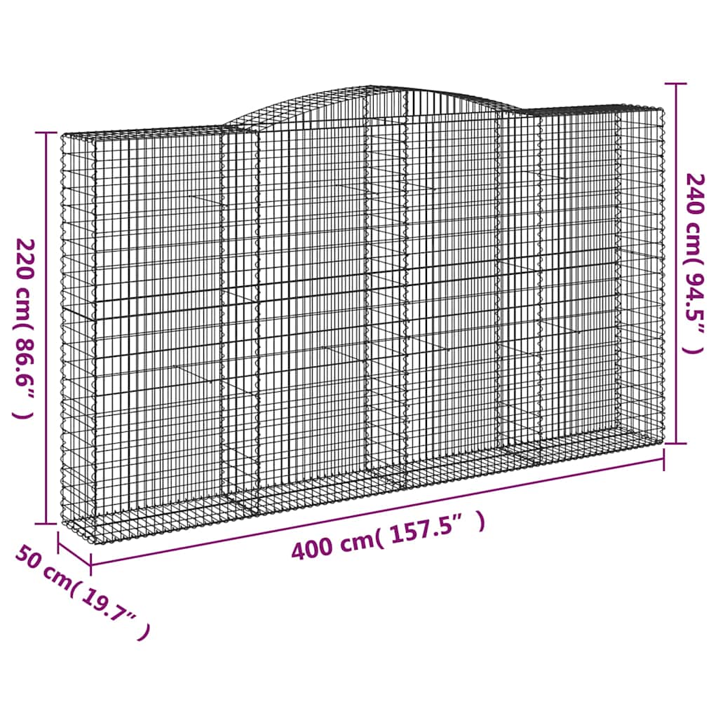 Cesti Gabbioni ad Arco 5 pz 400x50x220/240 cm Ferro Zincato | homemem39