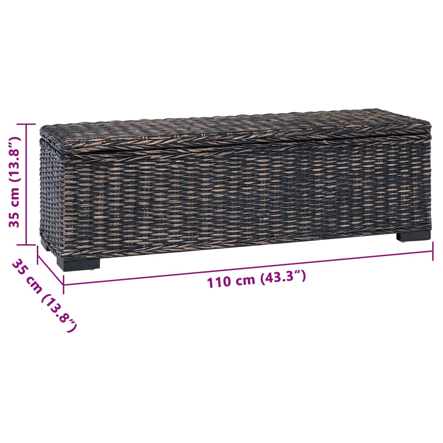 Scatola di Stoccaggio con archiviazione Nero 110 x 35 x 45 cm | homemem39
