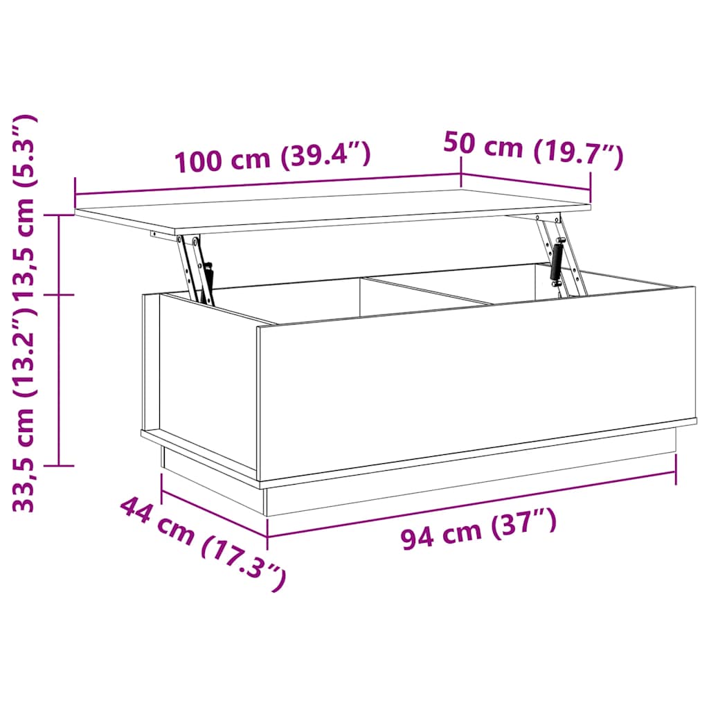 Tavolino da Salotto Grigio 100x50x35 cm Legno Massello di Pino | homemem39