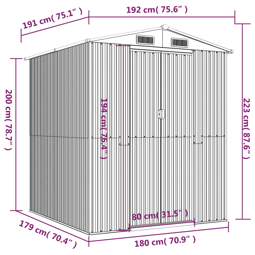 Capanno Giardino Marrone Chiaro 192x191x223 cm Acciaio Zincato | homemem39