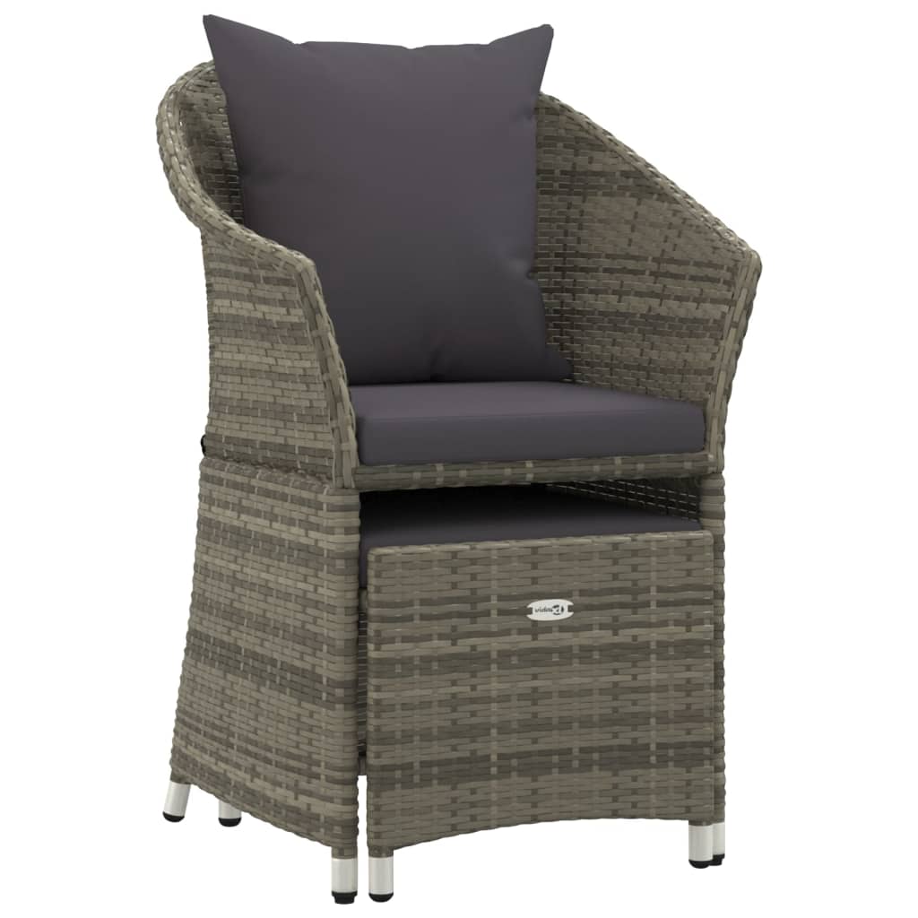 Set di Divani da Giardino 2 pz con Cuscini in Polyrattan Grigio | homemem39