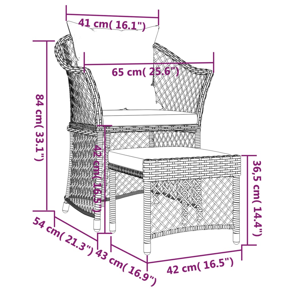 Set di Divani da Giardino 2 pz con Cuscini in Polyrattan Grigio | homemem39