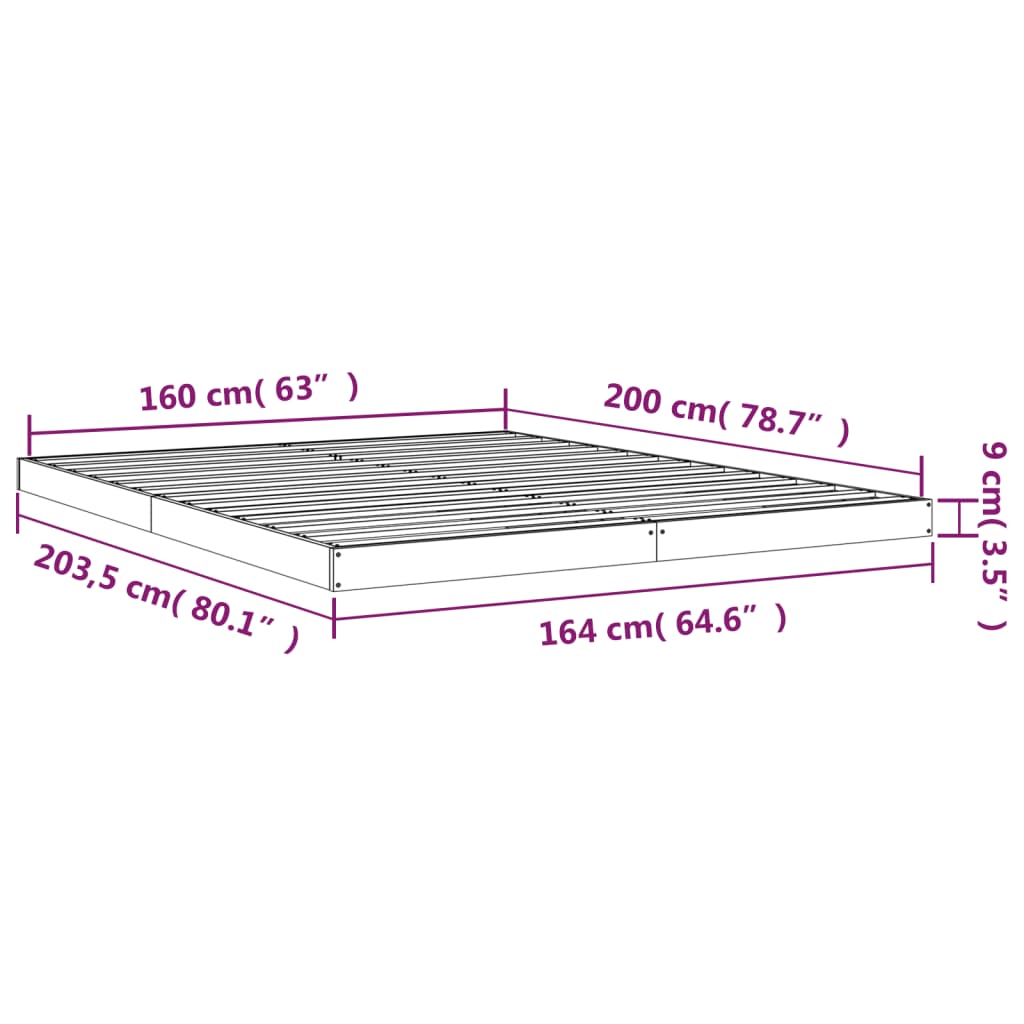 Giroletto senza Materasso 160x200 cm in Legno Massello di Pino | homemem39