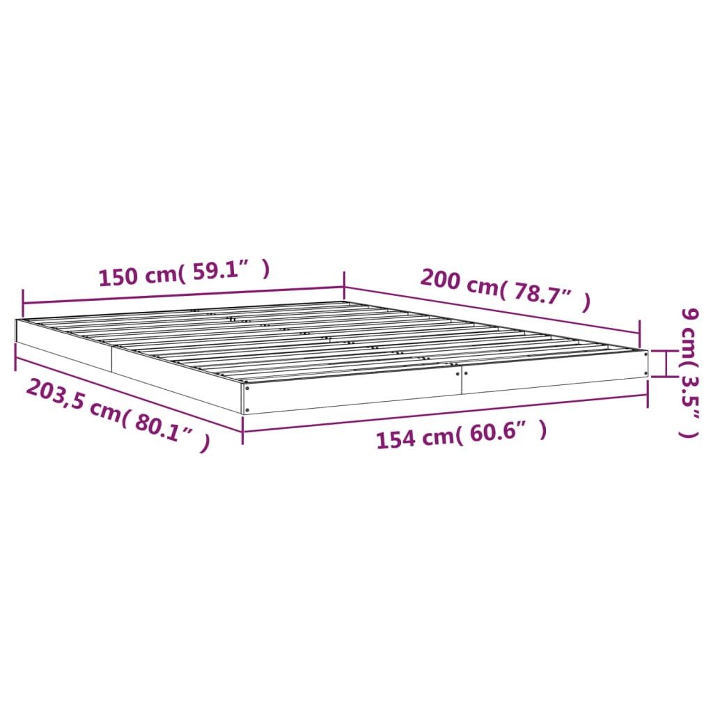 Giroletto senza Materasso Bianco 150x200 cm Legno Massello Pino | homemem39