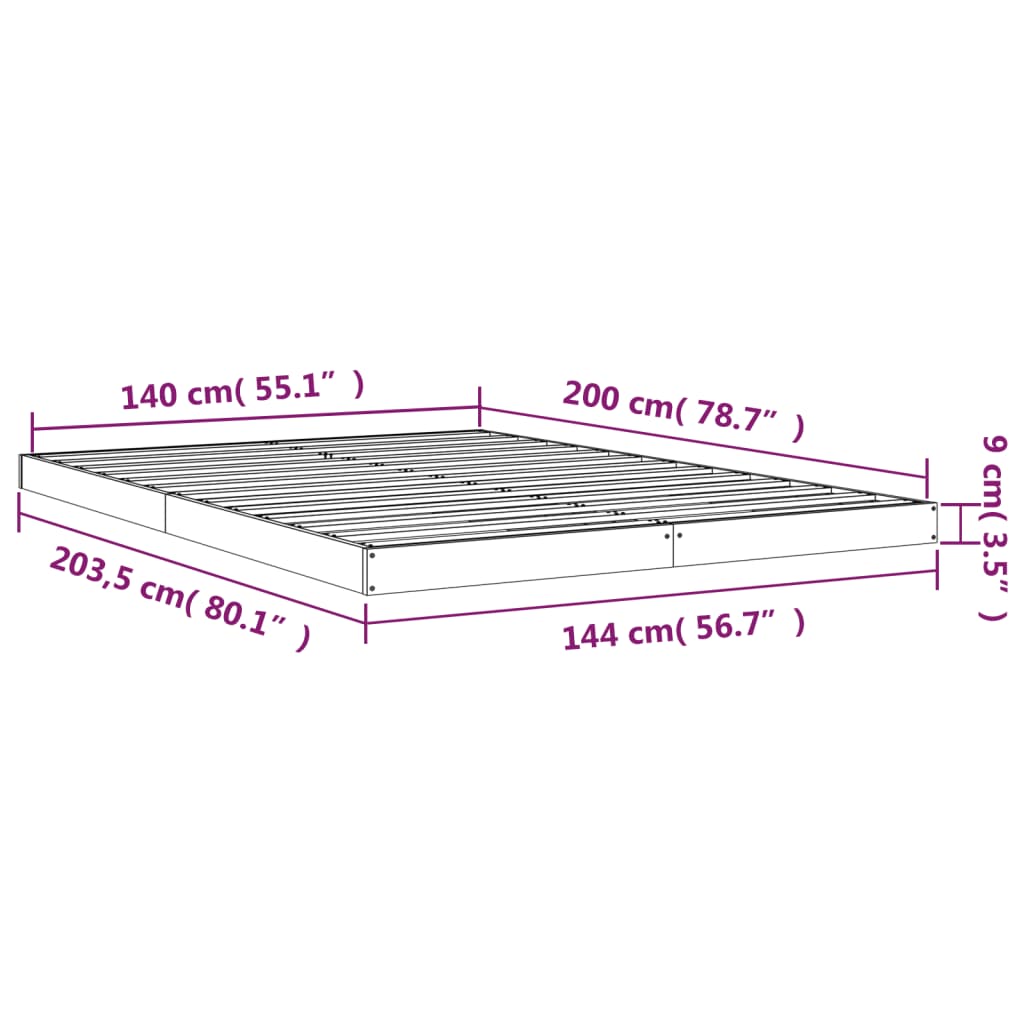 Giroletto senza Materasso 140x200 cm in Legno Massello di Pino | homemem39