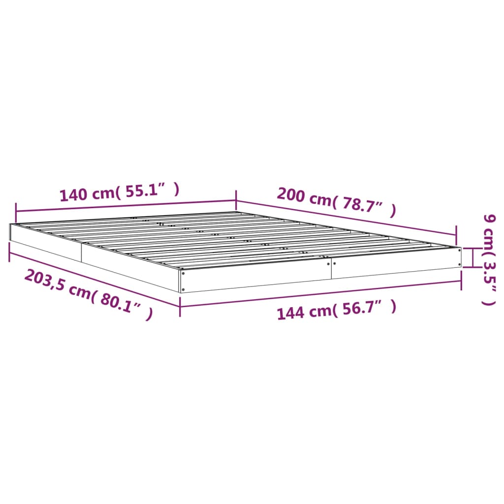 Giroletto senza Materasso Bianco 140x200 cm Legno Massello Pino | homemem39