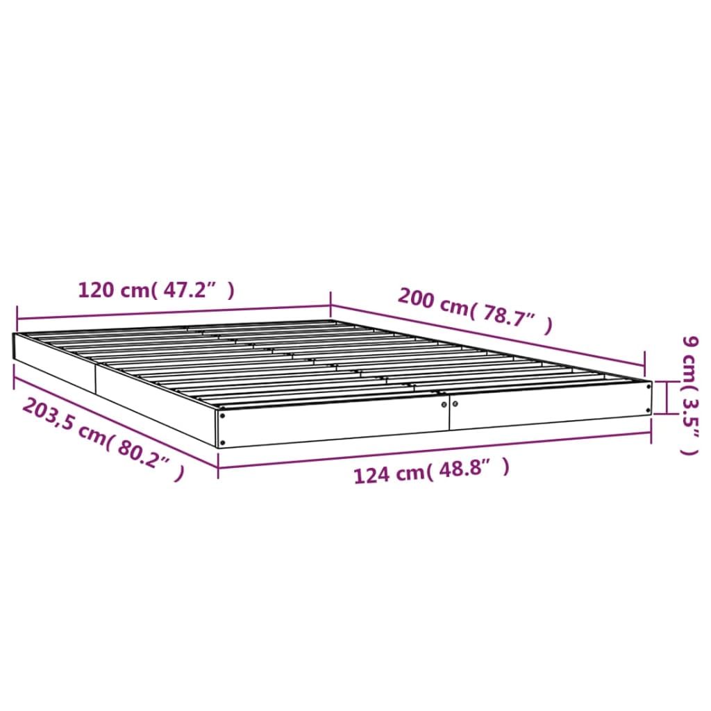 Giroletto senza Materasso Bianco 120x200 cm Legno Massello Pino