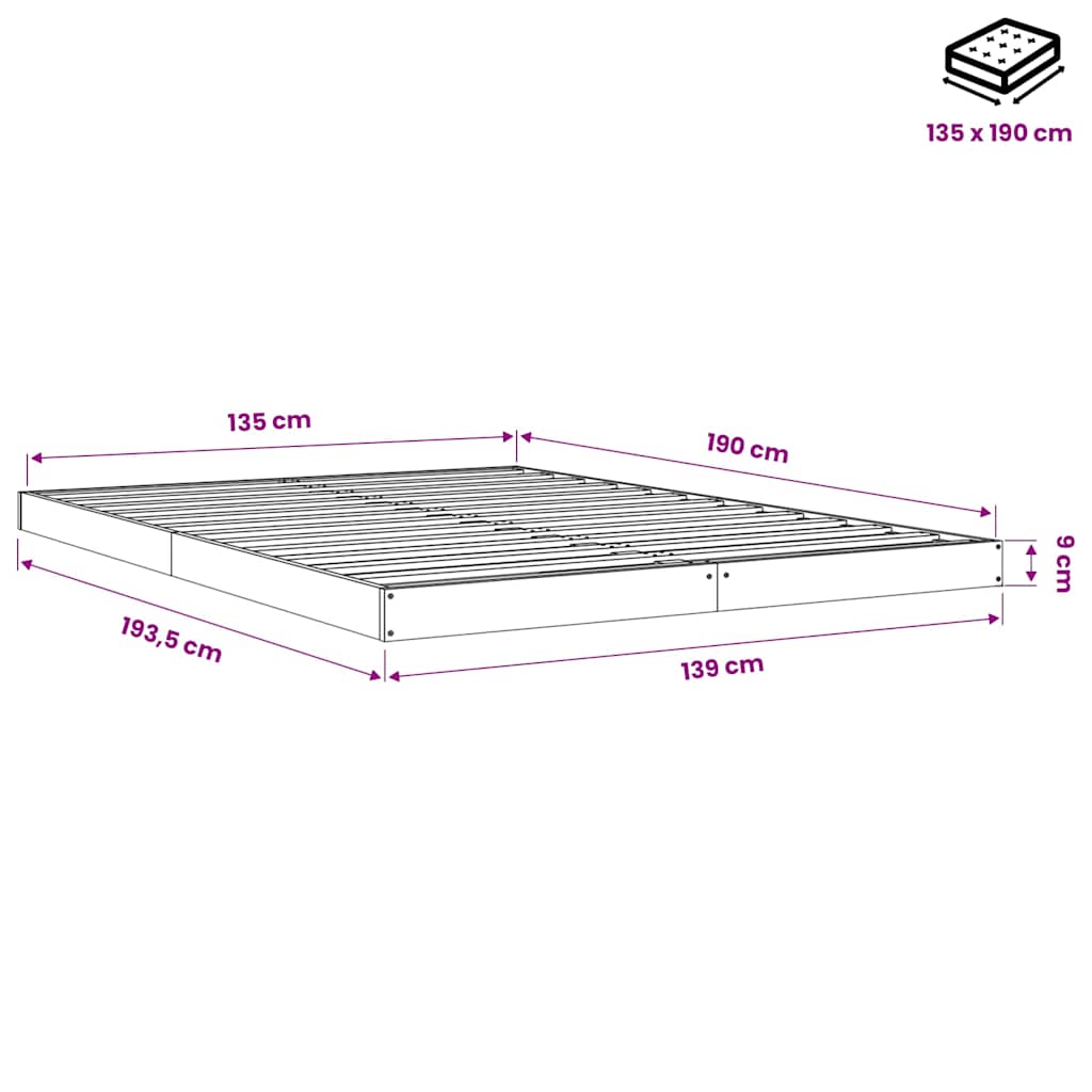 Giroletto 135x190 cm Double in Legno Massello di Pino