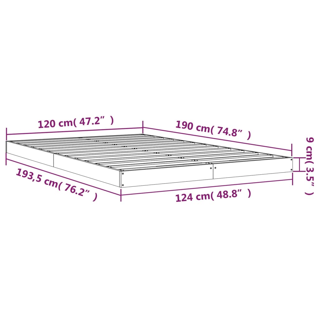 Giroletto Nero 120x190 cm Small Double Legno Massello di Pino | homemem39